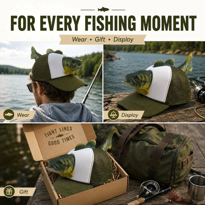 💯Funny 3D Bass Fish Trucker Hat – Unique Gift for Dads & Fishing Lovers