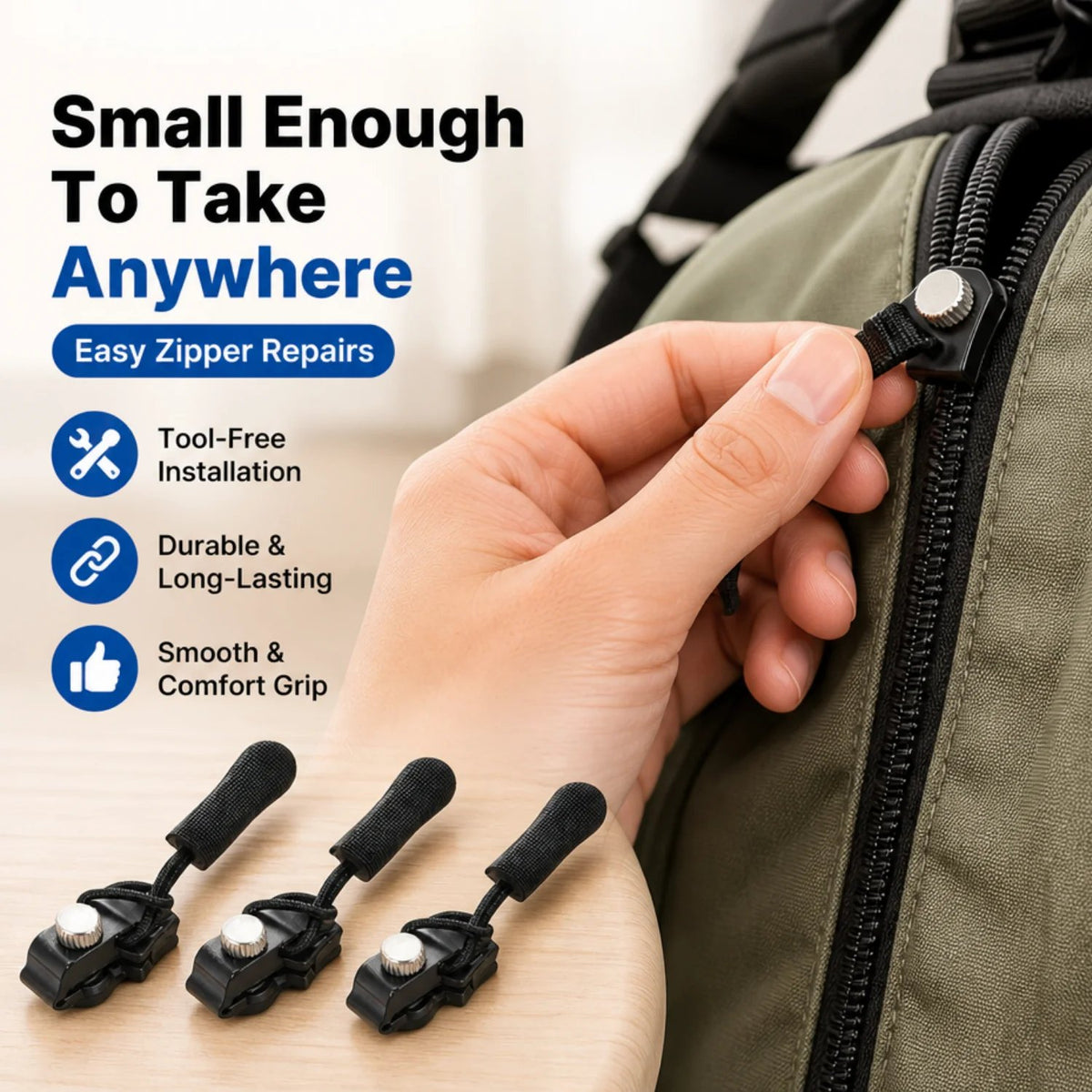 Zip Rescue Kit 🔧 15-Piece Universal Instant Zipper Fix in 3 Sizes