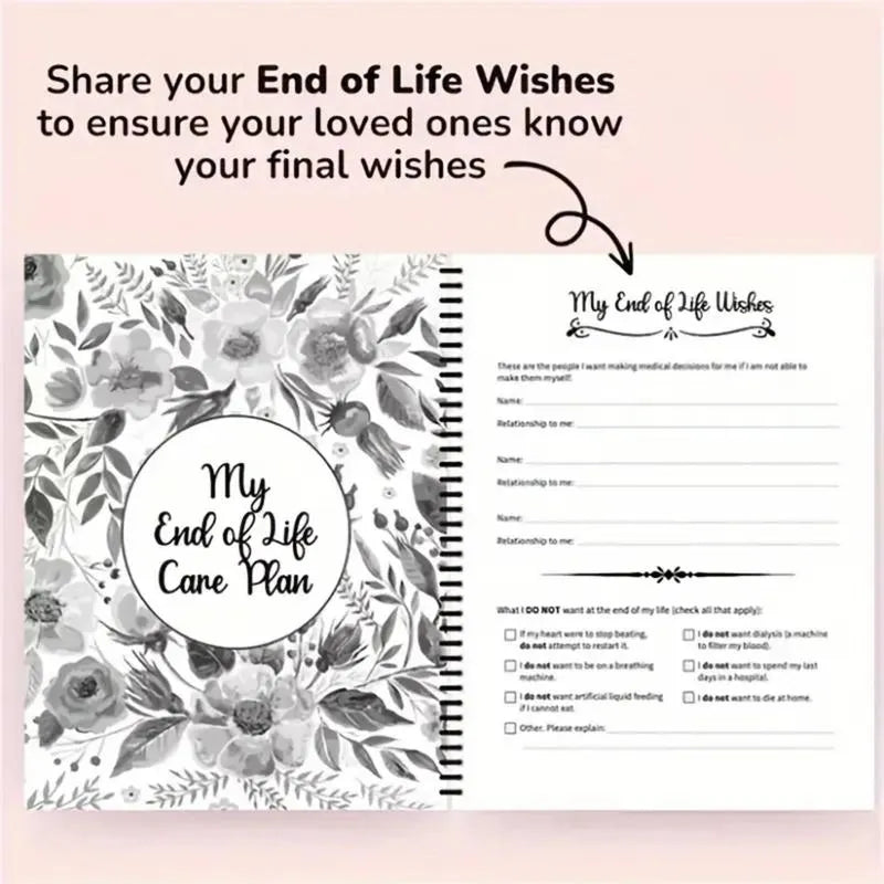 🕊️ Peace of Mind End-of-Life Planner for Final Wishes, Important Details, and Family Guidance