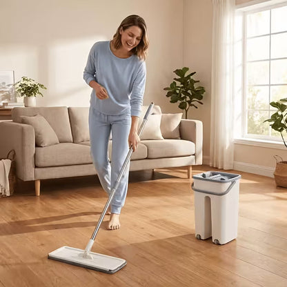 Flat Floor Mop & Bucket Set 🧹 – Easy Everyday Cleaning