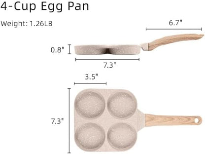 🔥Multifunctional 4 Holes Skillet With Handle Wooden Handle🍳