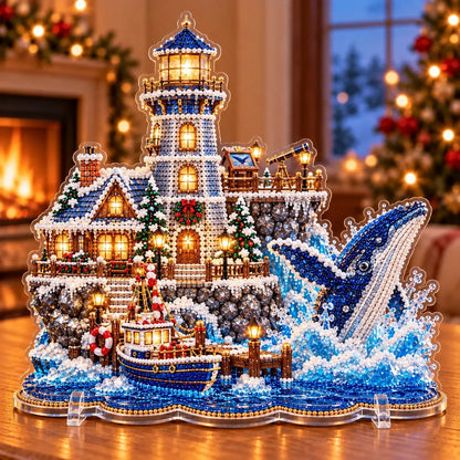✨ Premium Parel Kerstvuurtoren Diamond Painting-kunstset | Luxe, fluweelzacht canvas met krasbestendige, kleurvaste parelkralen – DIY-kerstdecoratie 🎅⛄️❄️