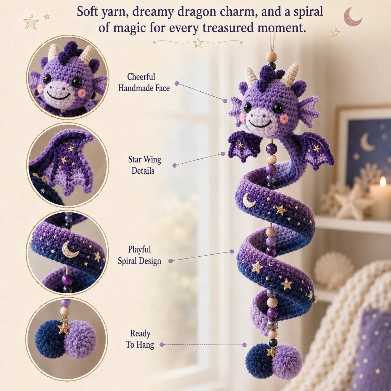 🐉 Beginner-Friendly DIY Enchanted Dragon Spiral Hanger Kit | Complete Set with All Supplies & Step-by-Step Instructions ❤️