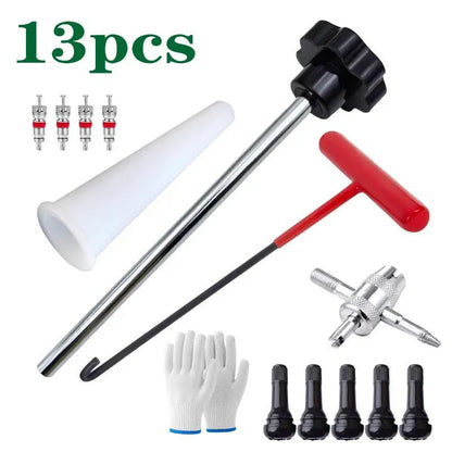 🛠️ 13-Piece Tire Valve Replacement Kit – Quick-Change Automotive Repair Tools