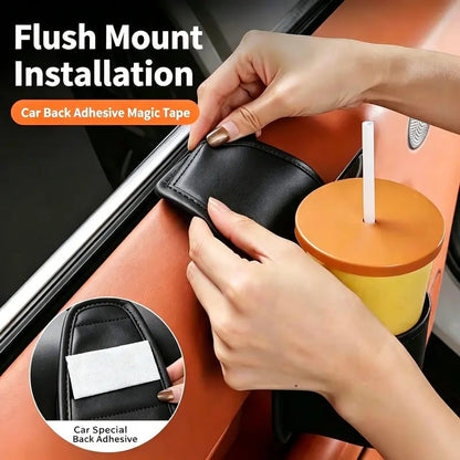 🚗 Double-Tier Leather Car Door Caddy – Slim Storage for Phone, Keys & Daily Gear