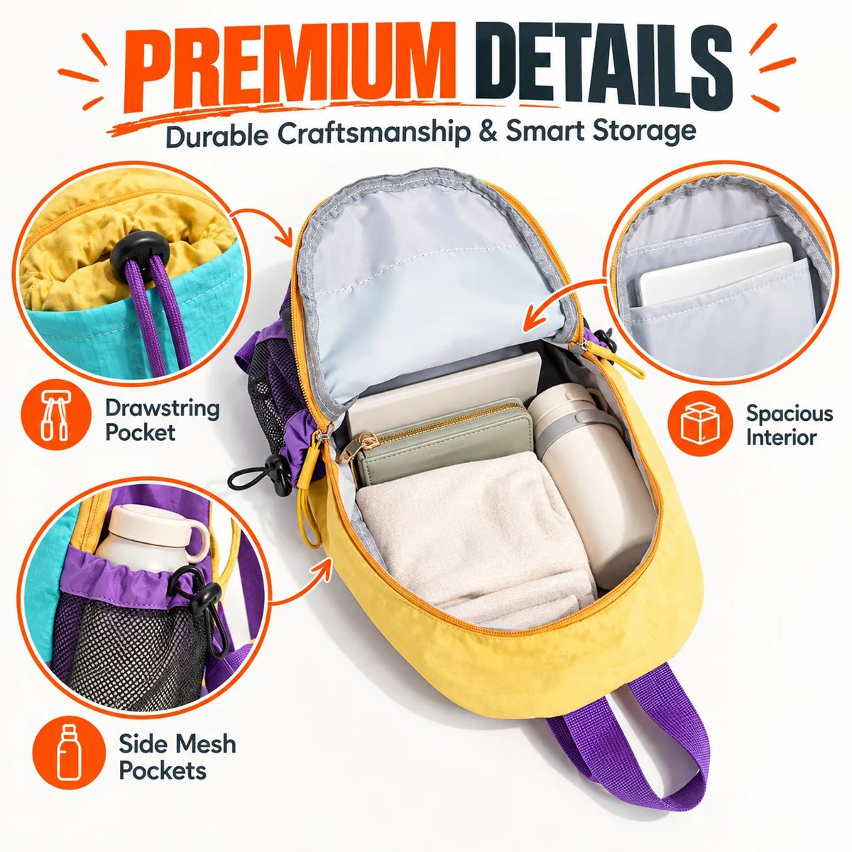 Lightweight Color-Block Mini Backpack 🎒 – Unisex Everyday Bag | Special Sale