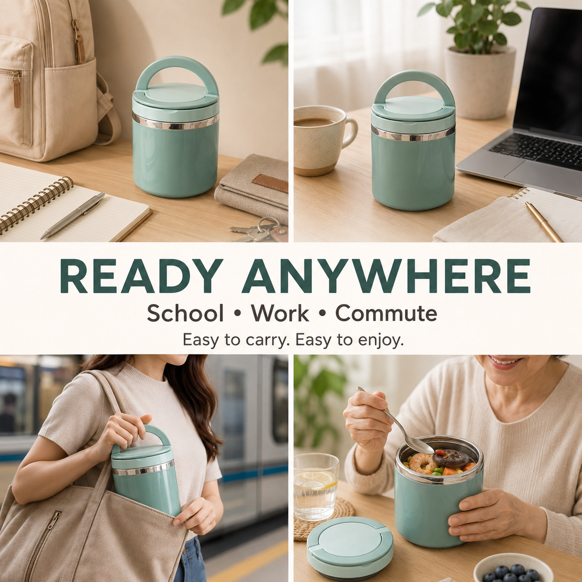 Portable Insulated Stainless Steel Lunch Box