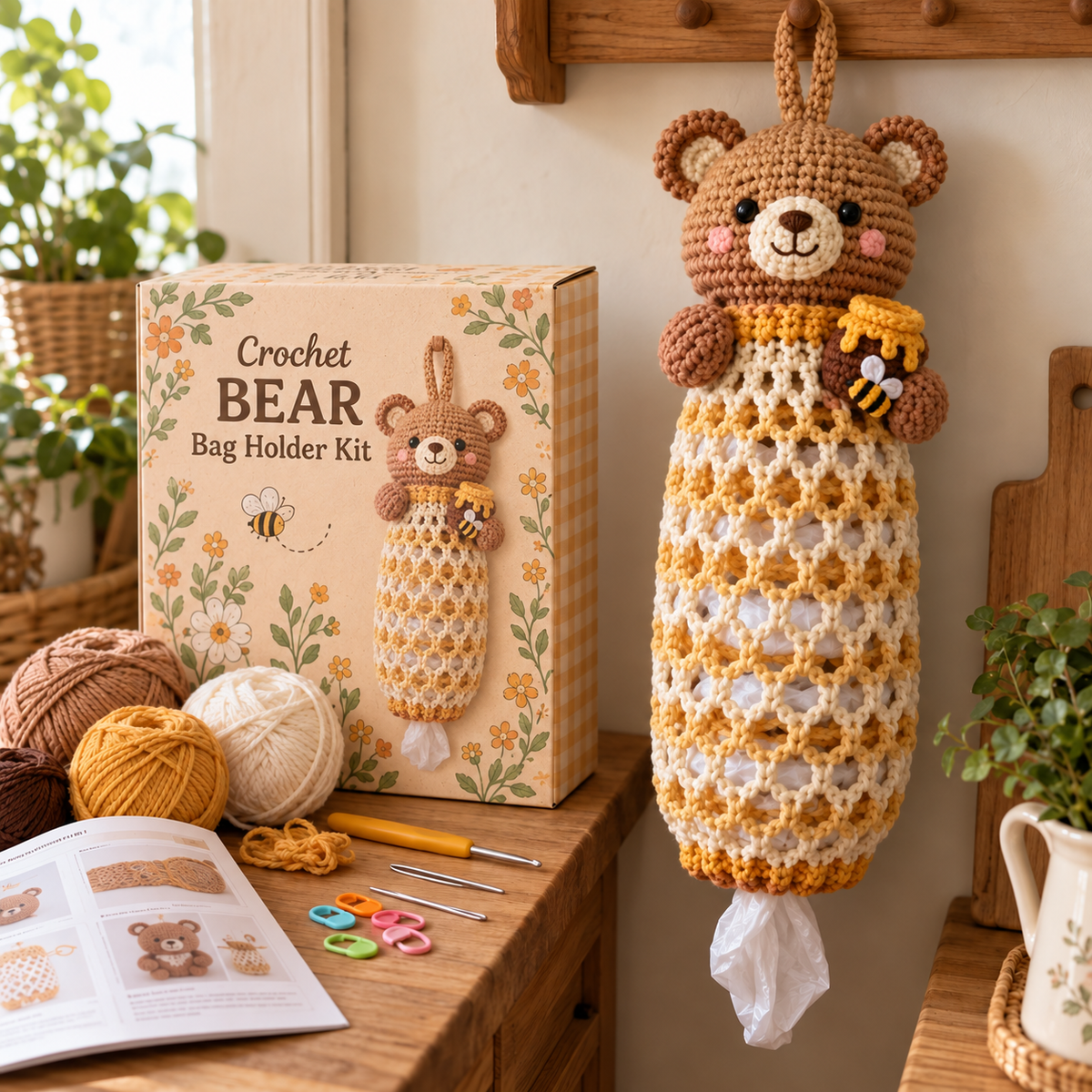 🔥Buy 3, Get 1 Free—Today Only 🔥🔥– 🌼 Cottage Harvest Keepers™ — Crochet Animal Bag Holder DIY Kit