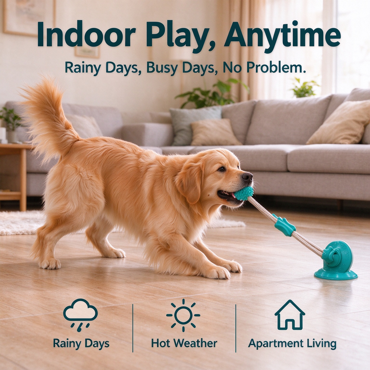 🐶 Suction Cup Dog Tug Toy – Interactive Chew & Teething Fun