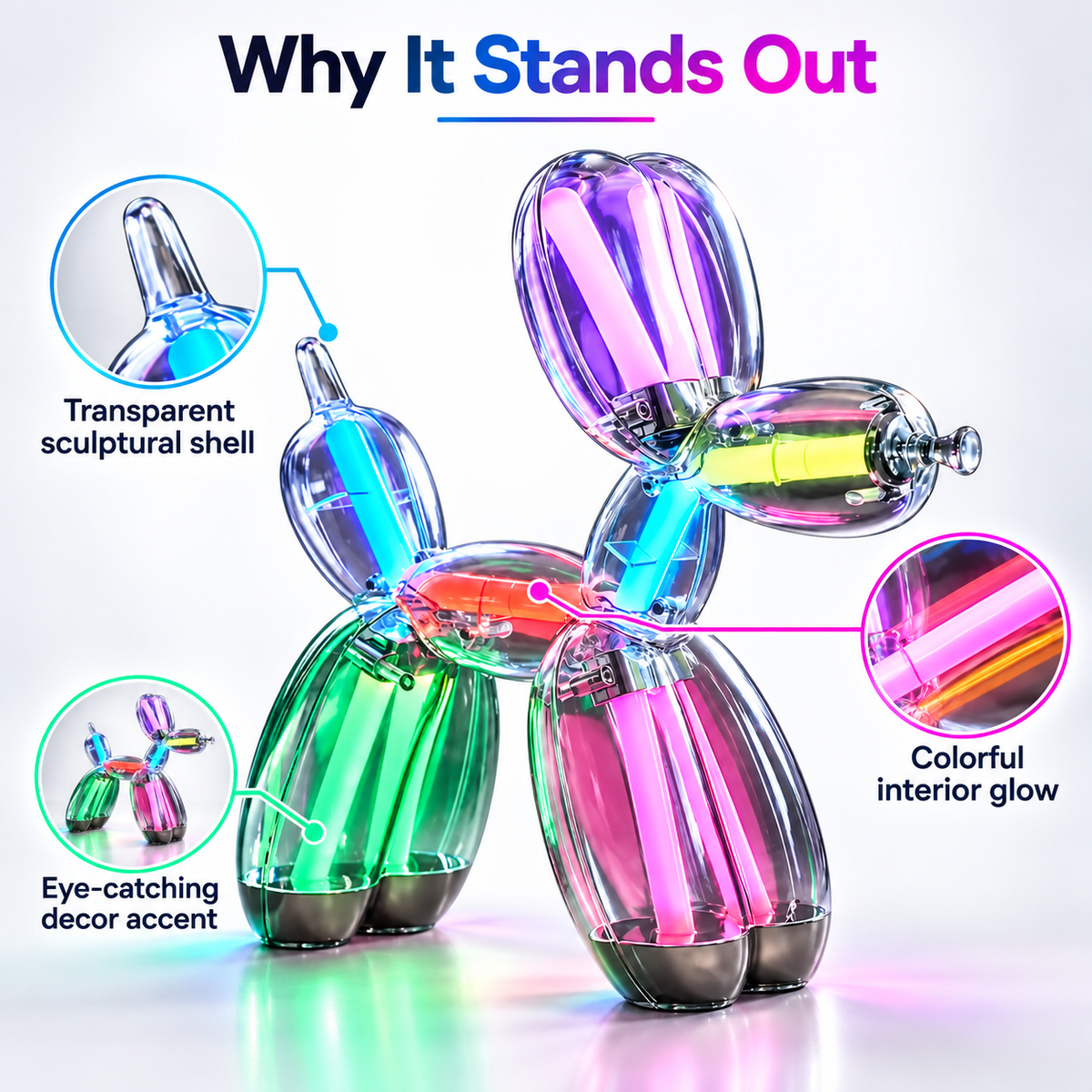Rechargeable RGB Balloon Dog Lamp