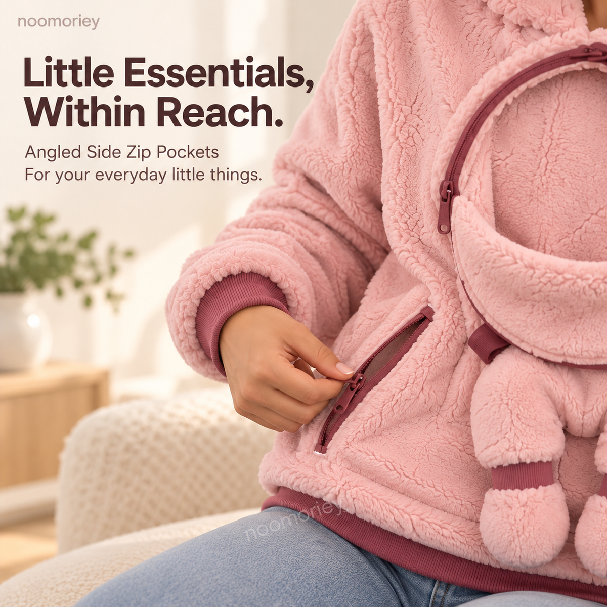 🧸🤱 Mom & Baby Plush Hoodie – Cozy Hands-Free Warmth for Cuddly Days