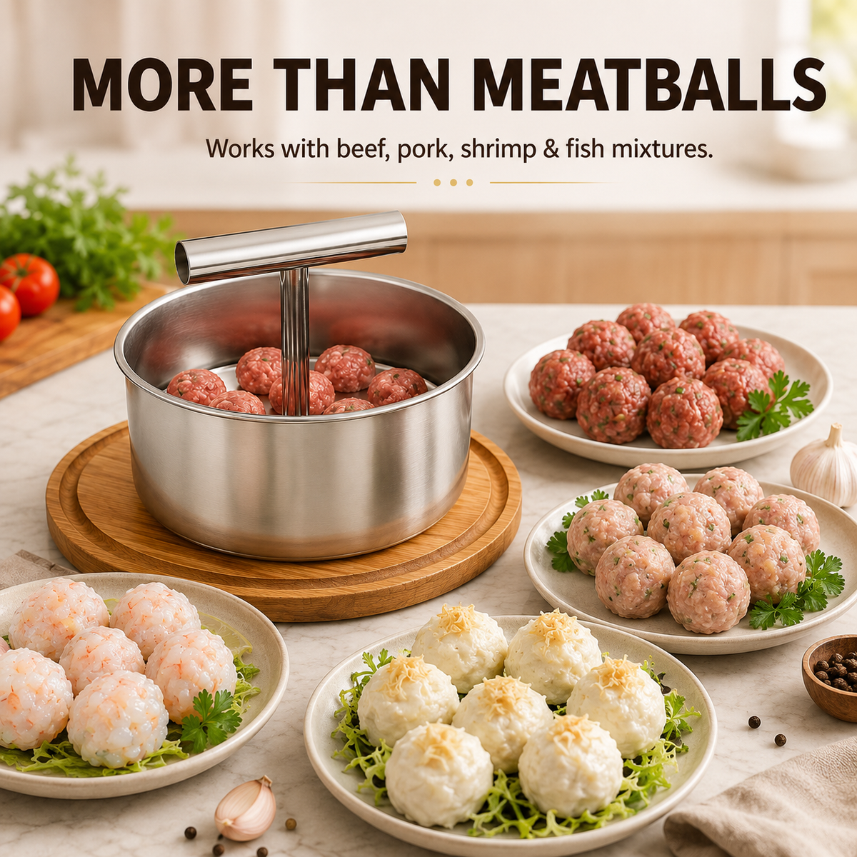 🍲 Easy-Press Meatball Maker – Stainless Steel 6/12-Hole Kitchen Tool