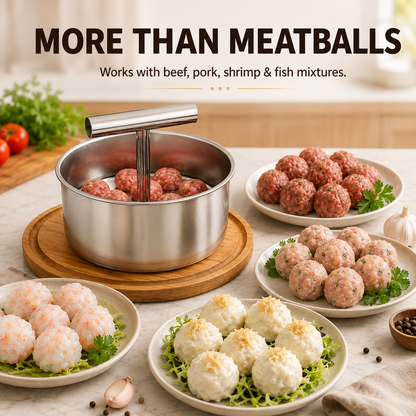 🍲 Easy-Press Meatball Maker – Stainless Steel 6/12-Hole Kitchen Tool