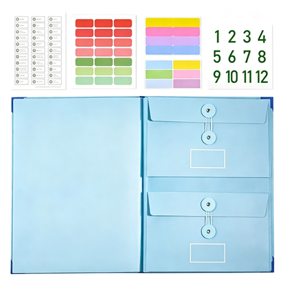 Accordion File Organizer Manila Pocket Document Folder for Passports, Birth Certificates & Important Papers, Office & Home Storage