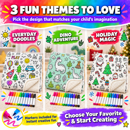 🖍️ Create Your Own Cozy Coloring Blanket with 12 Vibrant Fabric Markers