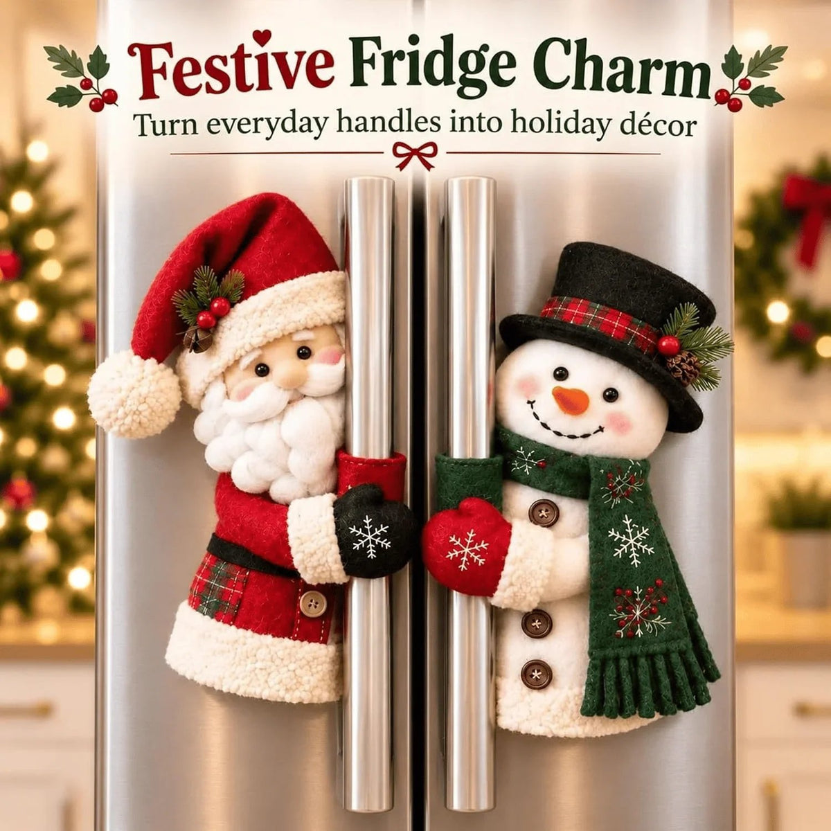 🎄Cozy Snowman Handle Huggers Set – Plush Holiday Decor for Fridge, Oven & Cabinets ☃️