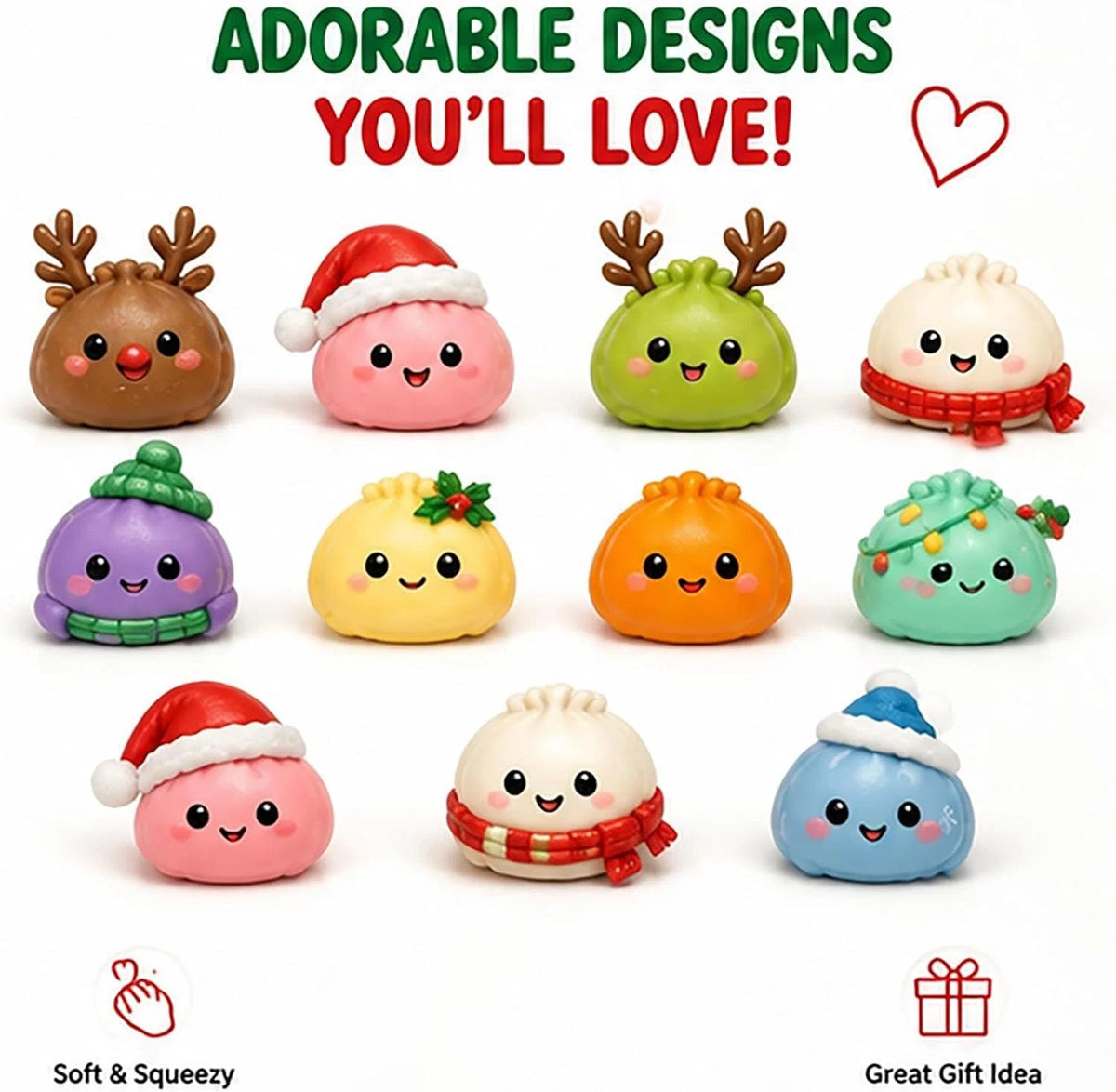 🥟24-Day Holiday Countdown Box with Cute Dumpling Squishies 🎄