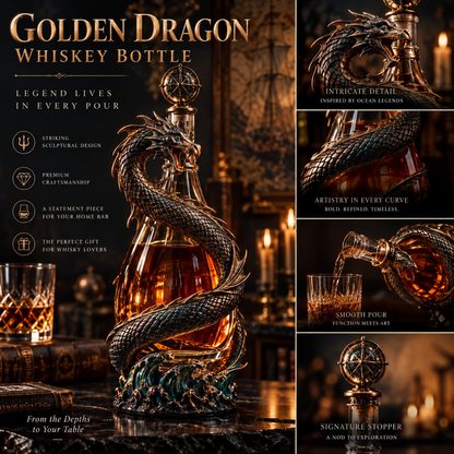 Leviathan Coil Dragon Decanter™ — Hand-Finished Whiskey Decanter with Compass Stopper