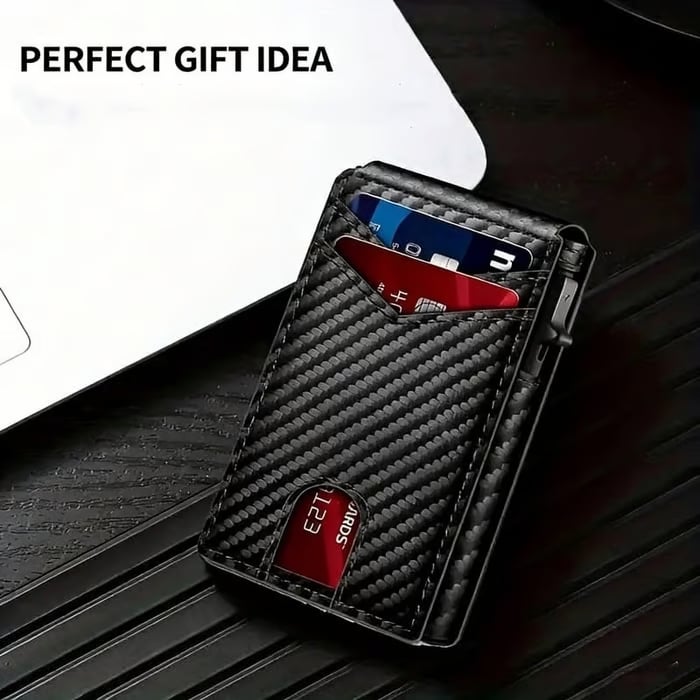 🔥🔥Wallet for Men - with Pop Up Aluminum Case Slim Slots Credit Card Holder RFID Blocking Bifold Minimalist Wallet