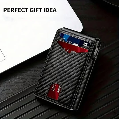 🔥🔥Wallet for Men - with Pop Up Aluminum Case Slim Slots Credit Card Holder RFID Blocking Bifold Minimalist Wallet