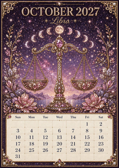 🌙💫 A Year Written in the Stars— Beginner-friendly DIY bead art calendar kit '12 Zodiac Signs 2027’💕