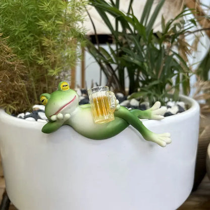 🐸Resin Frog Figurines Planter Decor - Whimsical Little Cute Frog Statue for Plant Pot