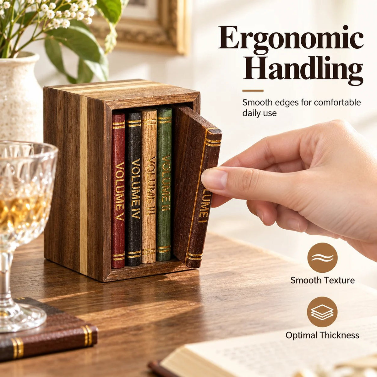 📚 Vintage Book-Style Coaster Set – Includes Upright Storage Holder