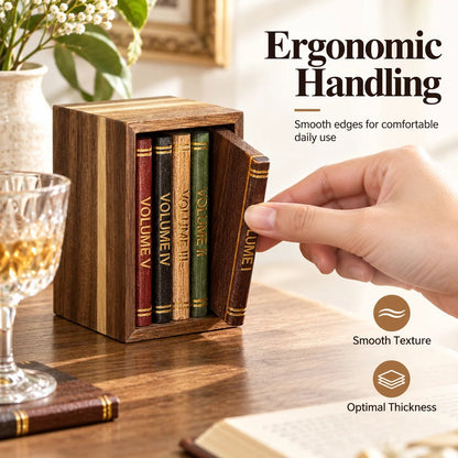 📚 Vintage Book-Style Coaster Set – Includes Upright Storage Holder