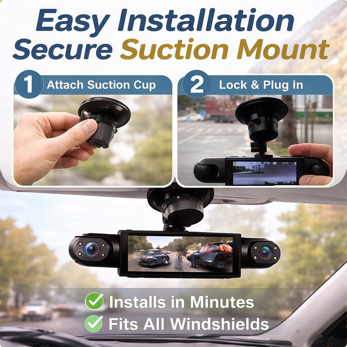 🚗 4-Camera Dash Cam System –📹 1080P Multi-Angle Driving Recorder