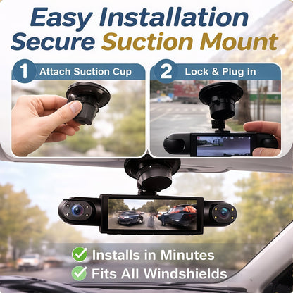🚗 4-Camera Dash Cam System –📹 1080P Multi-Angle Driving Recorder
