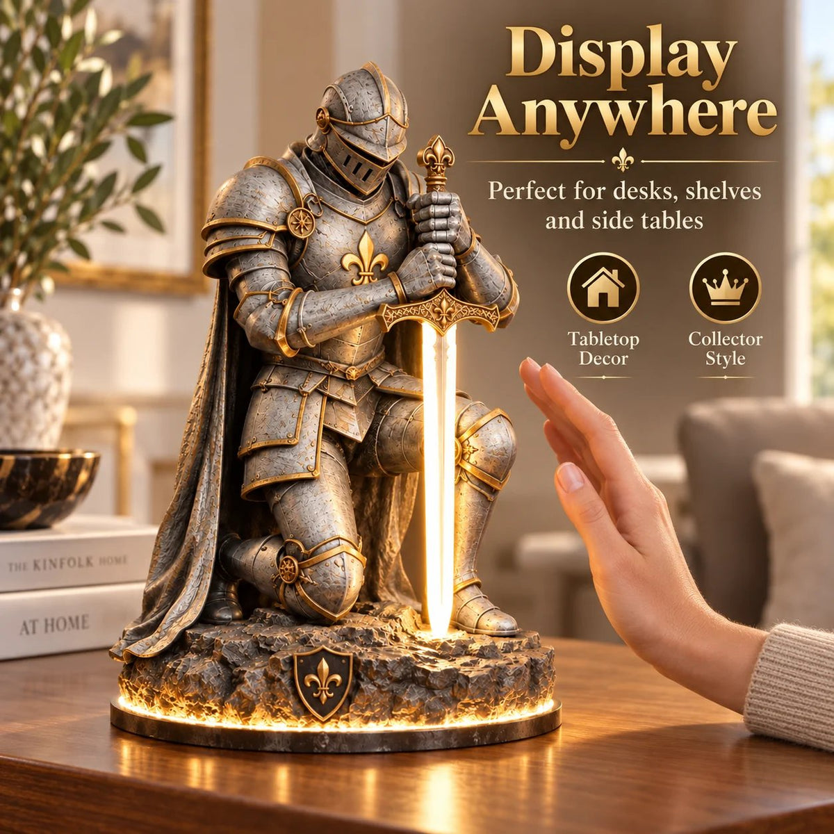 🎉👑🛡️ The King’s Last Guardian™ – Illuminated Knight Sculpture