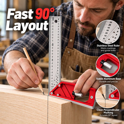 Stainless Steel Layout Square 📐 – Multi-Angle Marking & Measuring Tool