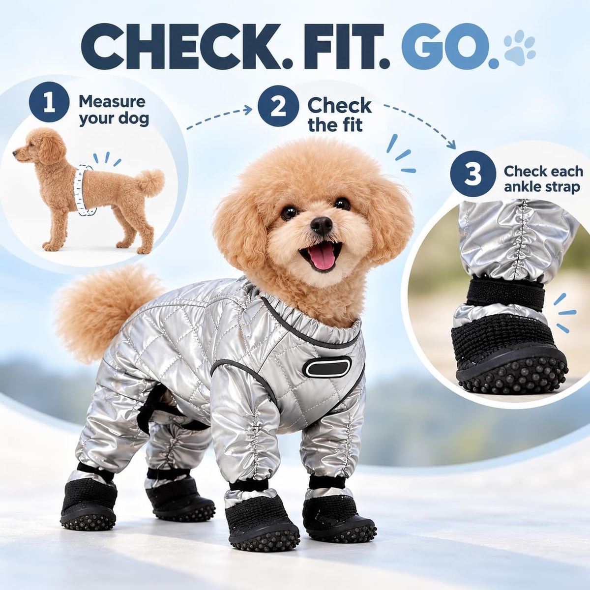 ❄️ Dog Snowsuit with Attached Boots – Full-Body Winter Protection