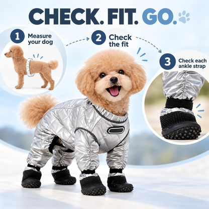 ❄️ Dog Snowsuit with Attached Boots – Full-Body Winter Protection
