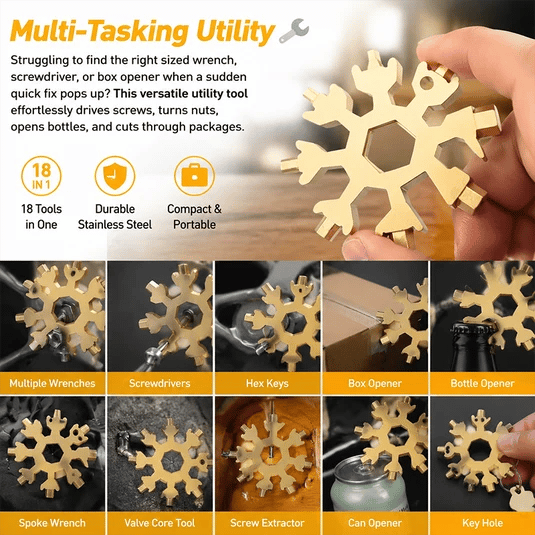 ❄️ Pocket Snowflake Multi-Tool | 18 Functions in Your Hand