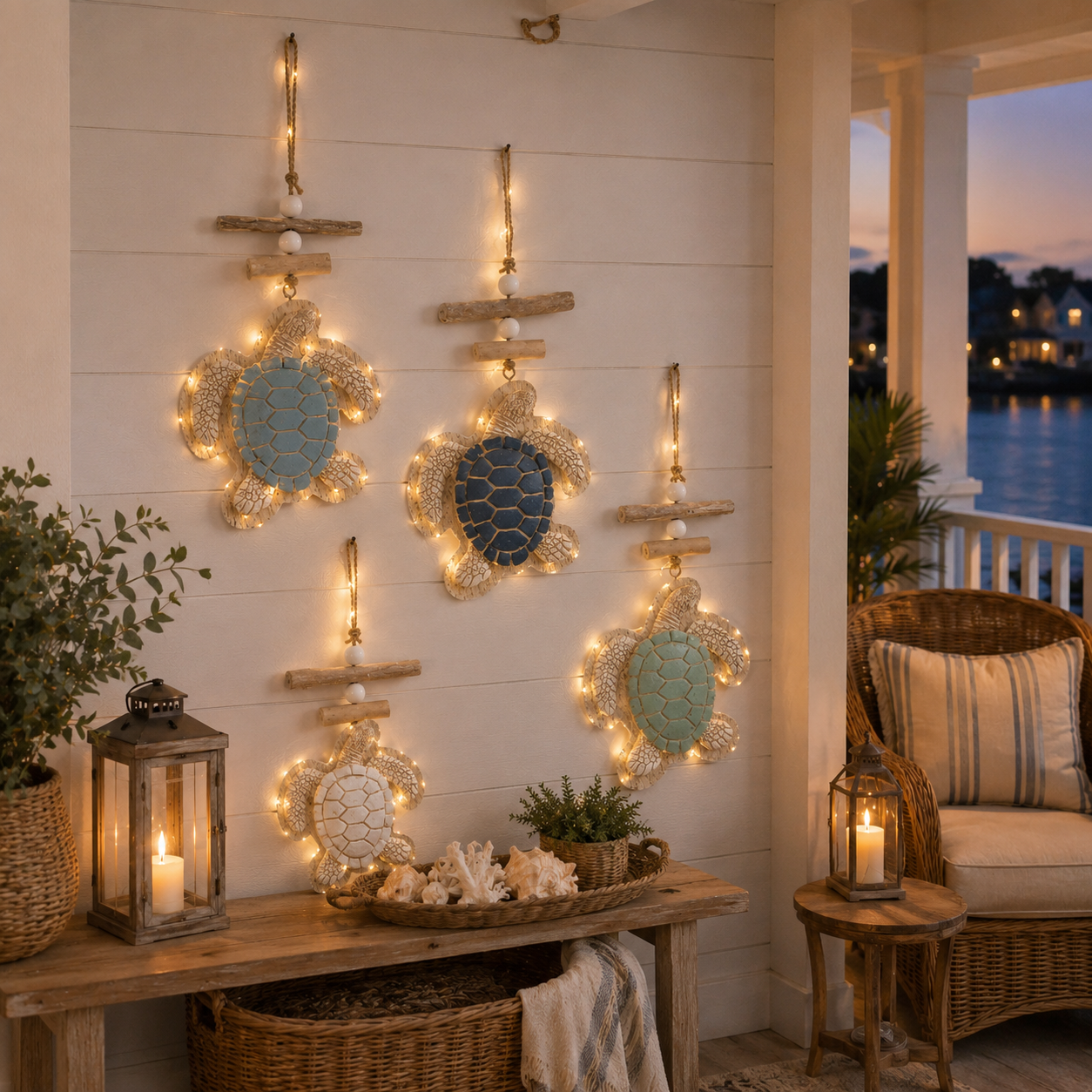 Lighted Coastal Sea Turtle Wall Decor with Remote