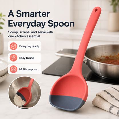 🥄 2-in-1 Silicone Cooking Spoon – Scoop, Scrape & Serve with Ease