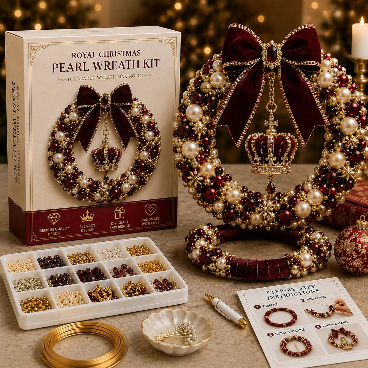 🎄✨ Plymagic DIY Christmas Wreath Pearl Art Kit🎁