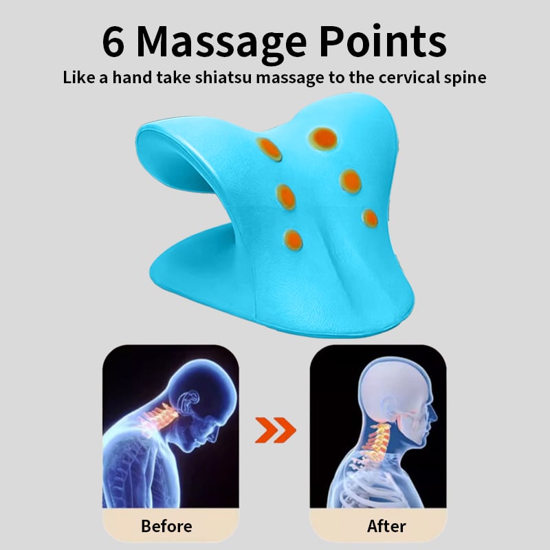 💙 Cervical Neck Stretcher Pillow for Posture Support & Shoulder Relaxation - Blue