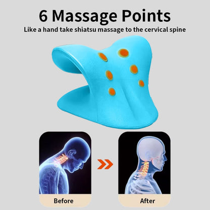💙 Cervical Neck Stretcher Pillow for Posture Support & Shoulder Relaxation - Blue