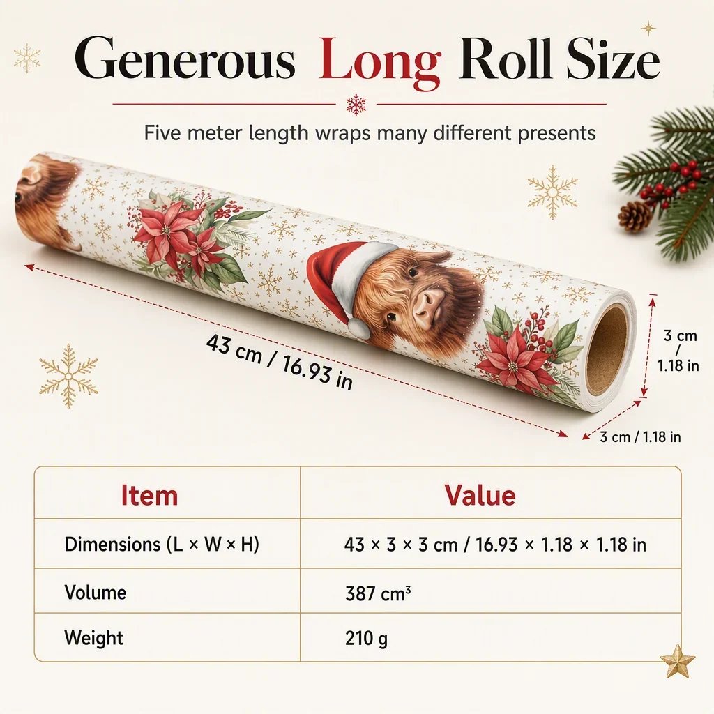 🐮🎄 Highland Cow Christmas Wrapping Paper – Cozy Holiday Charm for Every Gift