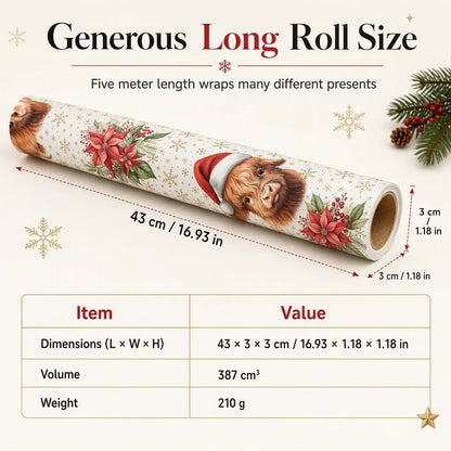 🐮🎄 Highland Cow Christmas Wrapping Paper – Cozy Holiday Charm for Every Gift