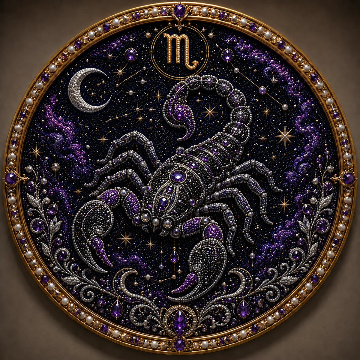 🔥49% OFF – ✨ Premium 3D Pearl 12 Zodiac Signs Art Kit | Luxury Flocked Canvas with Scratch-Resistant Non-Fading Pearl Beads DIY Handmade Astrology Decor ♈🌙💎