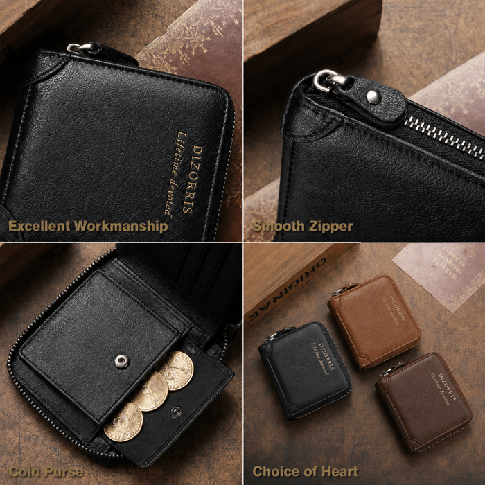 Men’s Calfskin Full-Zip Organizer for Cards, Cash & Daily Essentials 👝