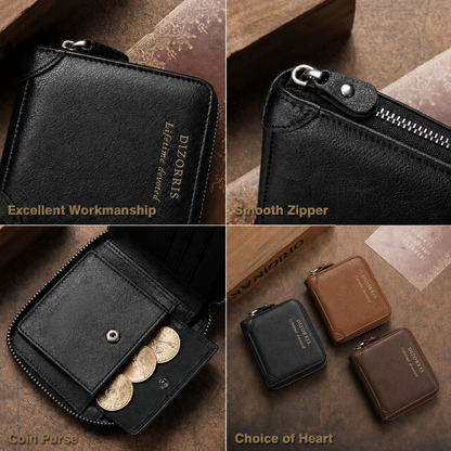 Men’s Calfskin Full-Zip Organizer for Cards, Cash & Daily Essentials 👝