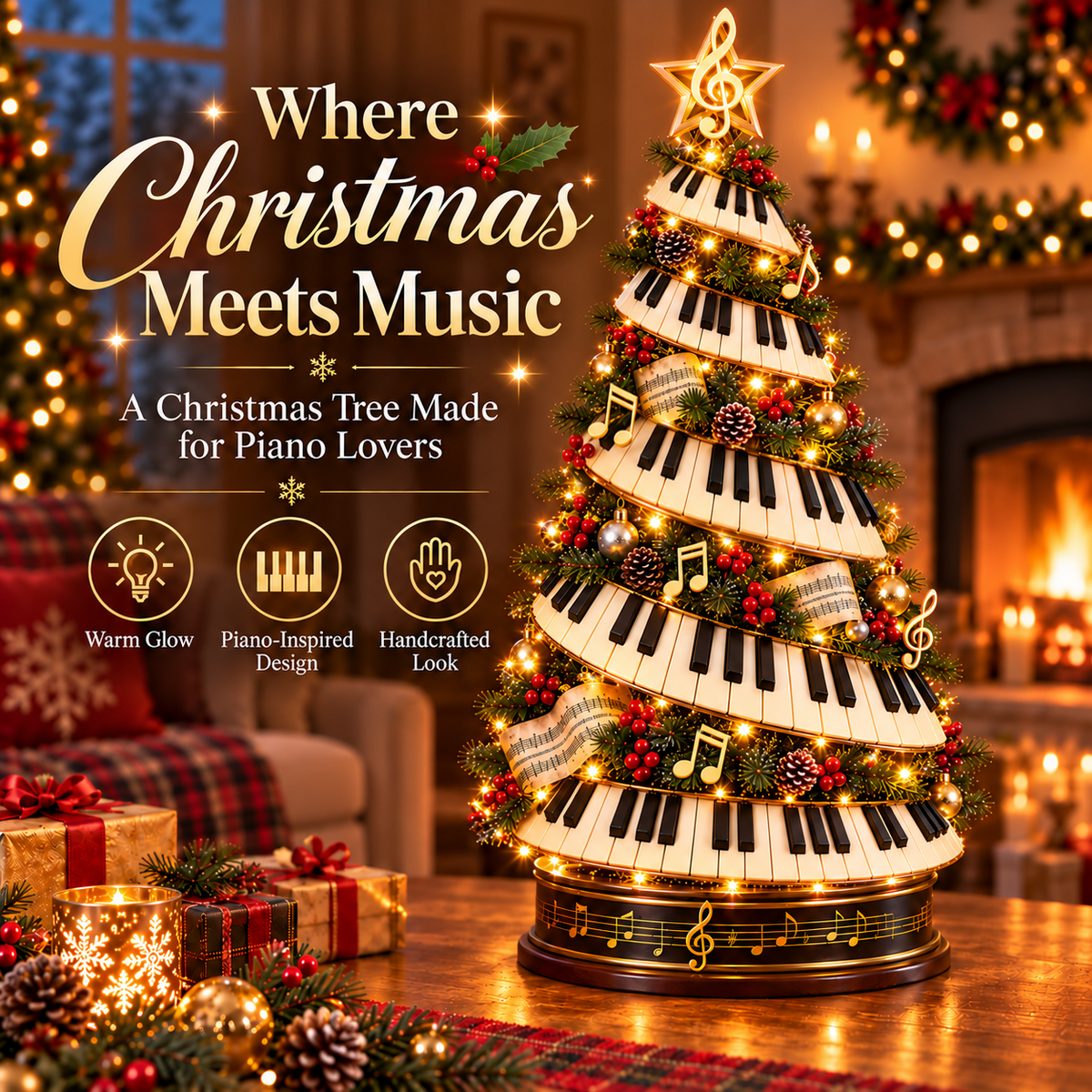 🎹✨ Piano Christmas Tree Light – Lighted Musical Holiday Tree for Piano Lovers