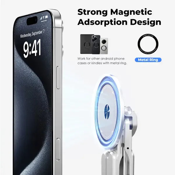💻 Foldable Aluminum Laptop Stand – Built-In Magnetic Phone Holder