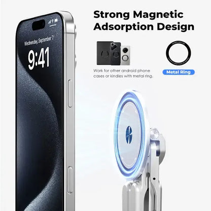 💻 Foldable Aluminum Laptop Stand – Built-In Magnetic Phone Holder