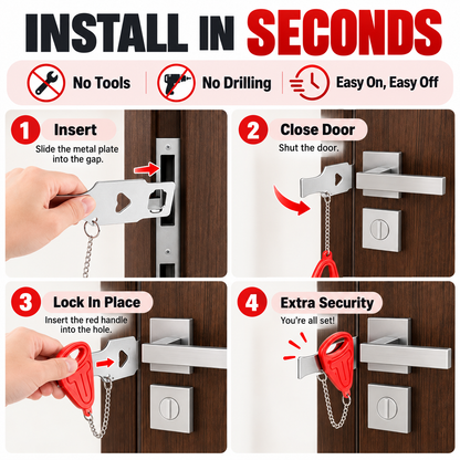 🔒 Portable Door Security Locks, 2-Pack – Heavy-Duty Metal Travel Hardware for Hotel Rooms, Apartments and Rentals