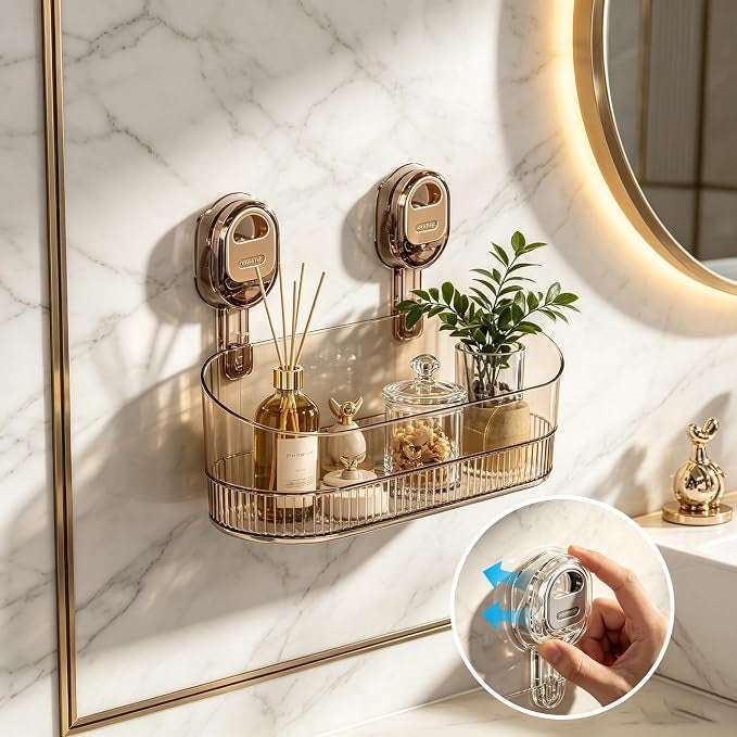 🛁✨ No-Drill Bathroom Storage Box – Strong Suction, Easy Install, More Space